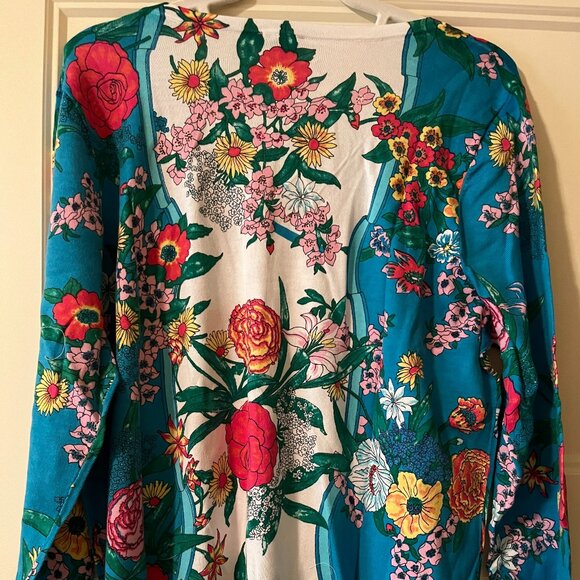 Talbots NWT Floral 3/4 Sleeve Cotton Blend Cardigan Size 1X - Picture 2 of 3